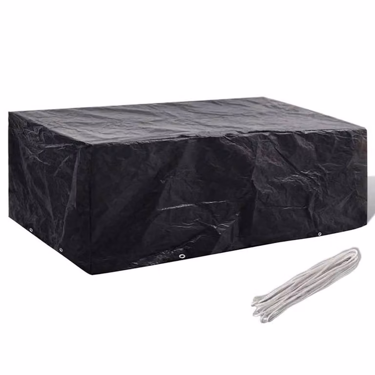 Berkfield Home Durable Garden Furniture Cover with 8 Eyelets, Black, W: 160 cm, D: 200 cm, H: 70 cm