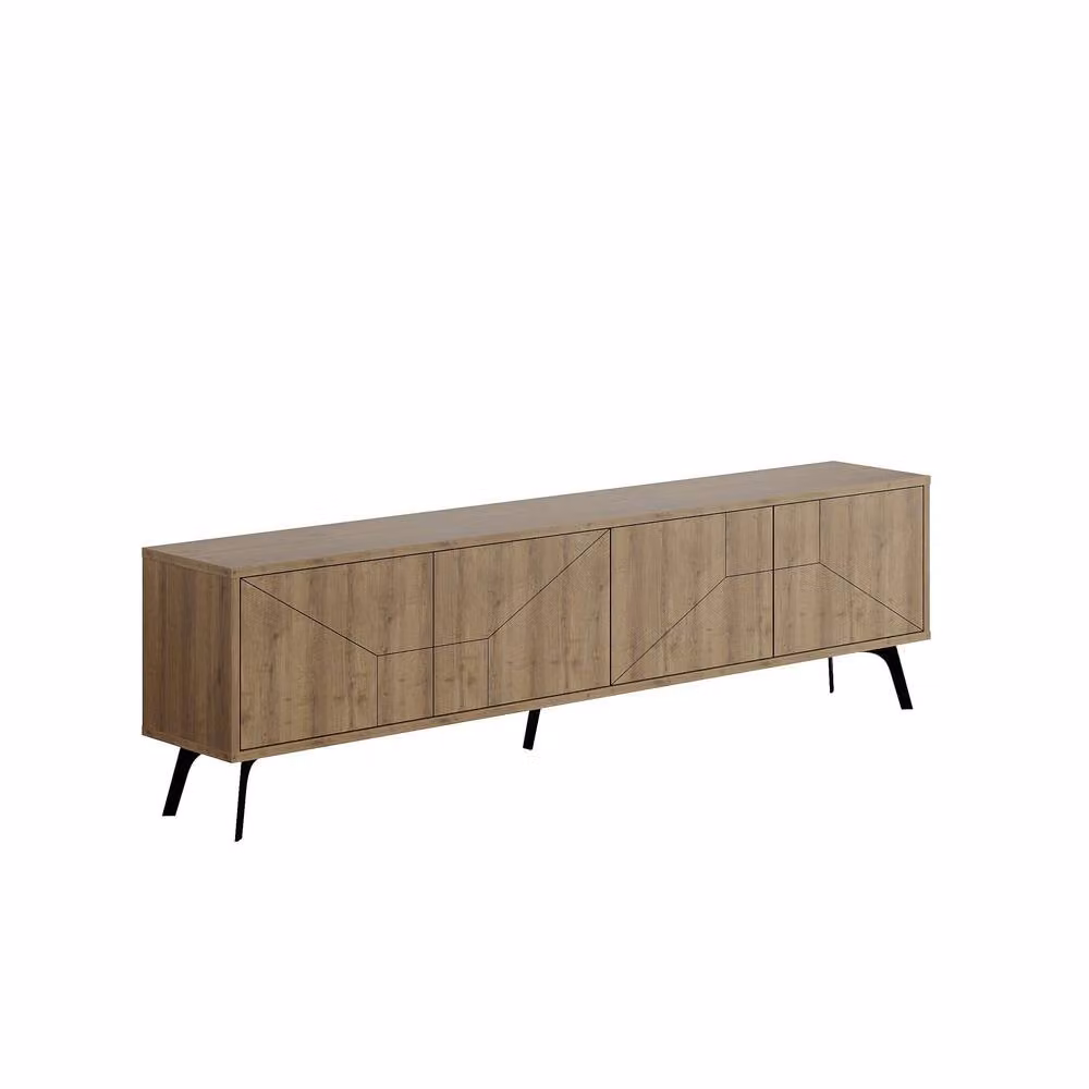 Decortie Dune Modern Geometric TV Unit Multimedia Centre in Brown, 2 Pack – 3