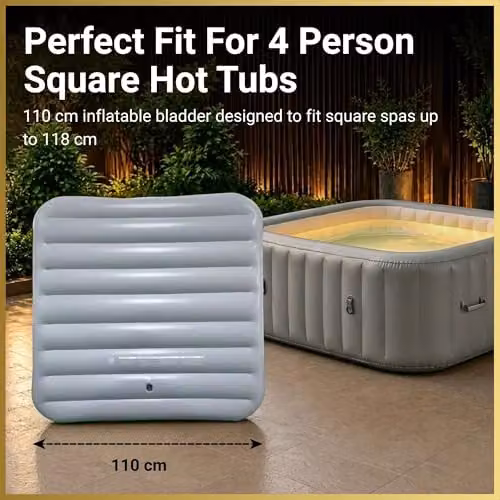 Shatchi Inflatable Thermal Square Hot Tub Cover in Grey, W/D: 110 x 110 cm – 3