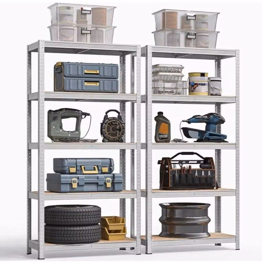 Kelvenix 5 Tier Heavy Duty Industrial Racking Shelf in Silver, W/D/H: 100 x 52 x 180 cm – 2