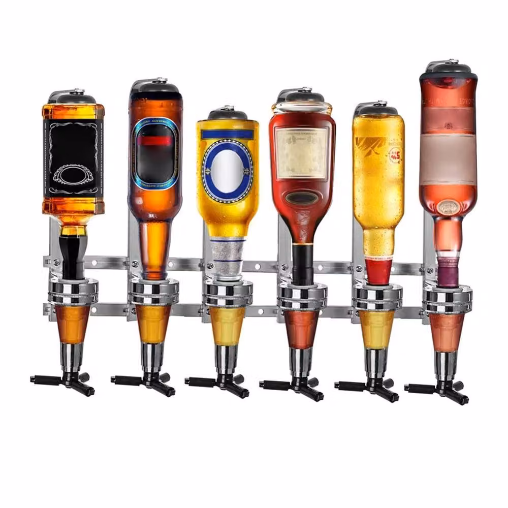 VOGREX Silver Wall Mounted Rotary 6 Bottle Drink Optic Dispenser Bar Butler – 2