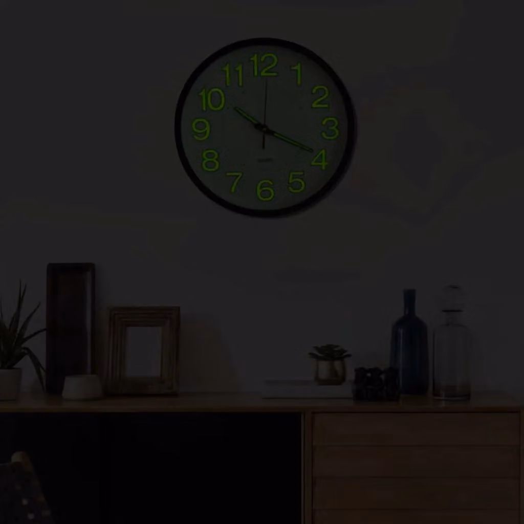 Berkfield Home Luminous Analog Wall Clock in Black, Diameter: 30 cm – 3