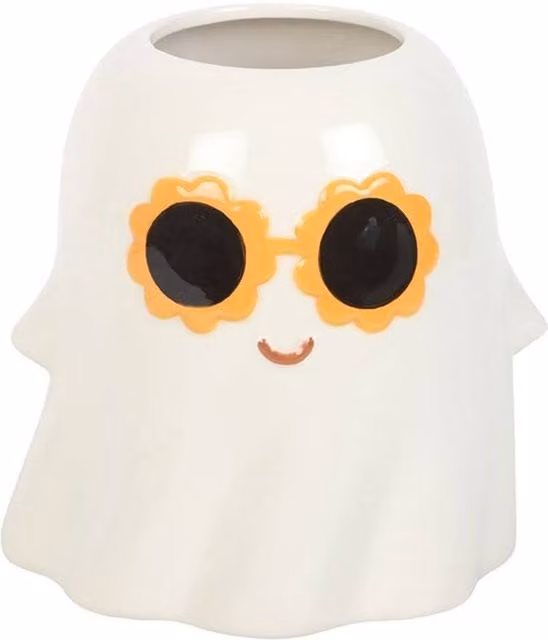 Uniqueful Groovy Ghost Ceramic Vase in White