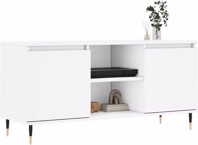 Berkfield Home White TV Cabinet in Engineered Wood W/D/H: 104 x 35 x 50 cm – 1