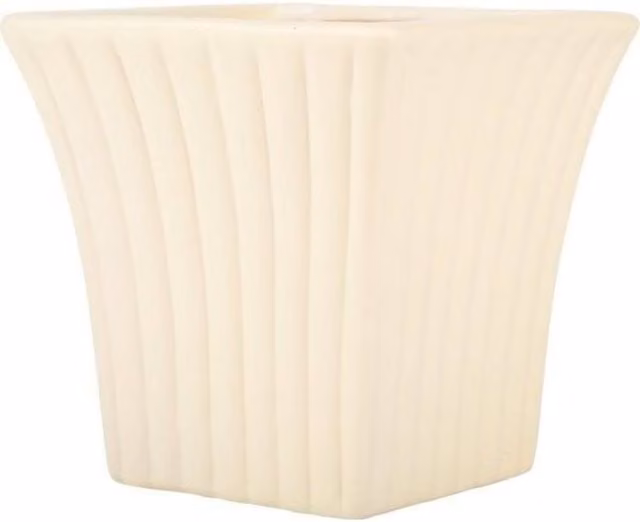 KDMD Cream Curved Fanfare Ceramic Tabletop Plant Pot