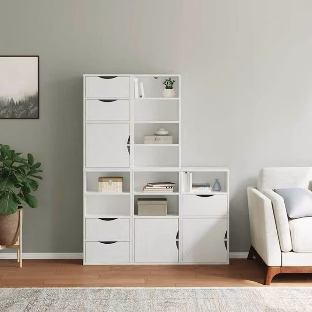 Berkfield Home ODDA Side Cabinets, 5 Piece Set in White Solid Wood Pine, W: 40 cm, D: 24 cm, H: 79 cm – 1
