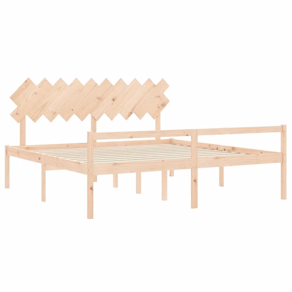 Berkfield Home Rustic Solid Pine Bed Frame with Headboard, Brown, 200 x 200 cm – 2