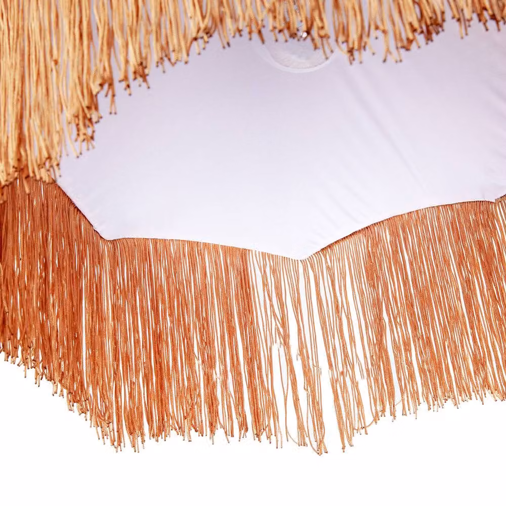 Happy Homewares Golden Ochre Victorian Scallop Pendant Light Shade with Long Tassels in Gold/Brass – 2