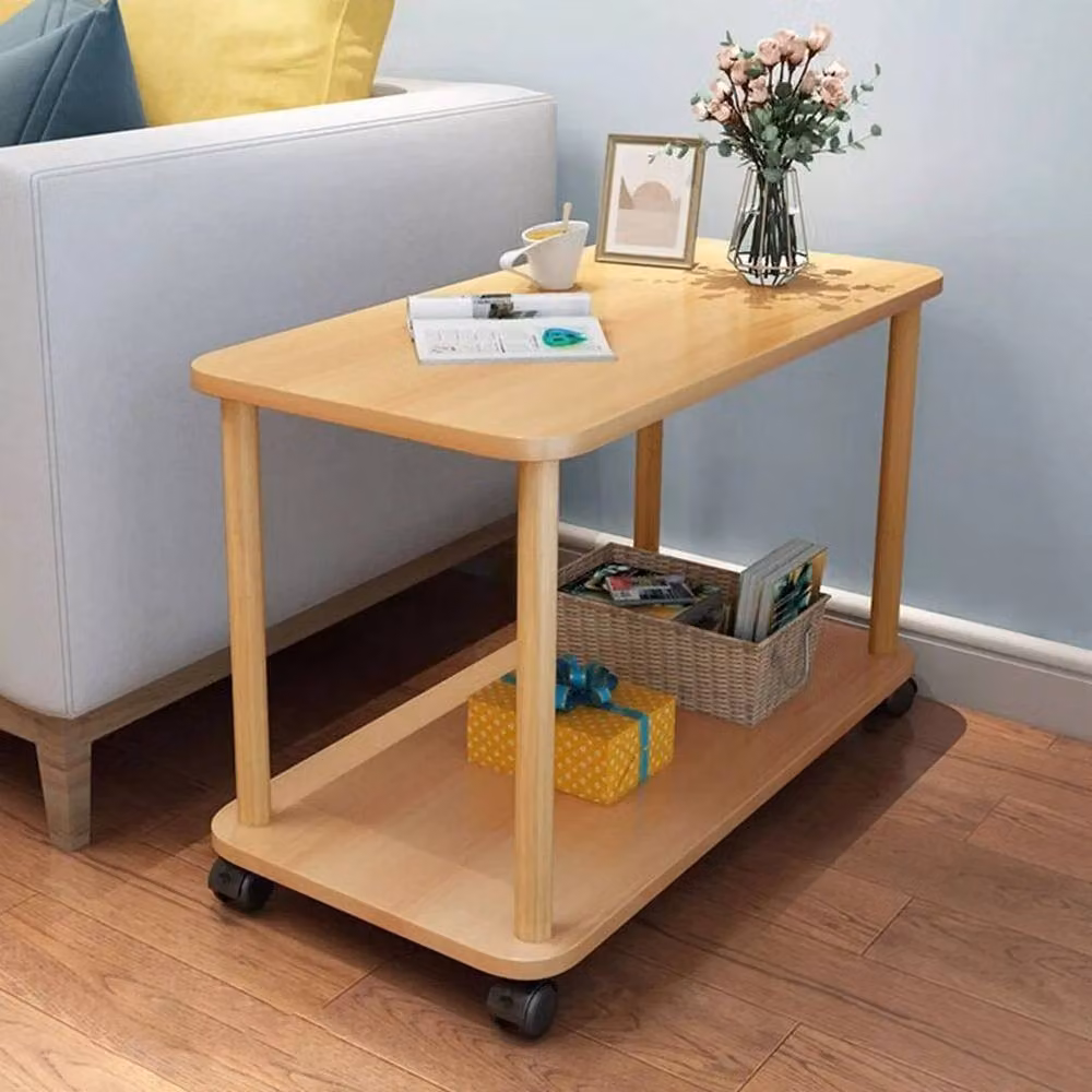 FLAVORA 2 Tier Small Sofa Side Table and Couch End Table in Brown Wood – 4