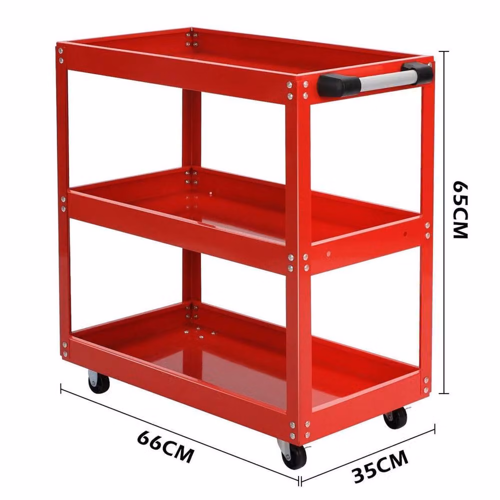 NESTLUNE 3 Tier Heavy Duty Workshop Garage Mechanic Trolley in Red – 2
