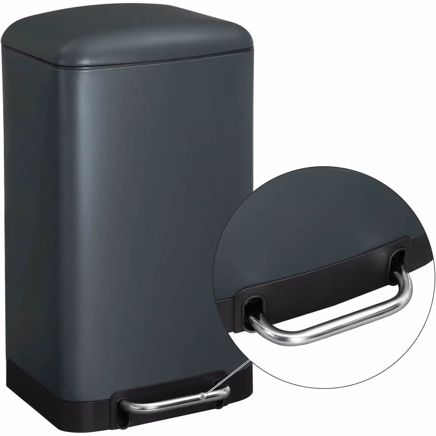 SONGMICS Medium Steel Kitchen Pedal Bin with Soft-Close Lid and Removable Inner Bucket in Anthracite Grey, W/D/H: 30.0 x 34.5 x 42.0 cm – 5