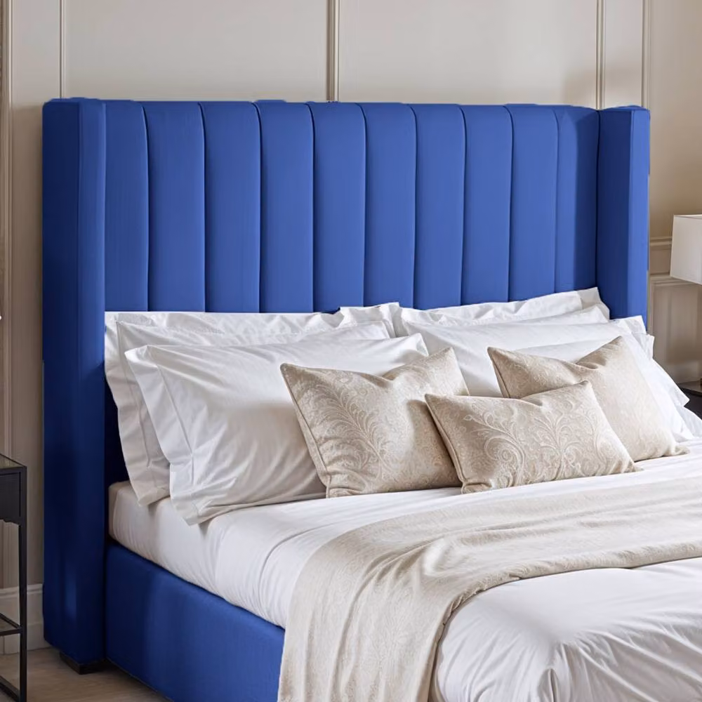 UK Bed Furniture Barcelona Gas Lift Storage Upholstered Bed in Blue, Small Double, W/D/H: 120 x 200 cm – 2