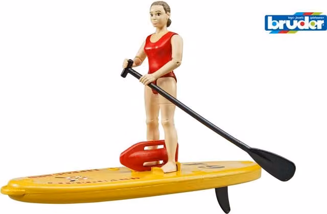 Bruder bworld Life Guard with Stand Up Paddle Rescue Vehicle Playset, Red and Multicolour