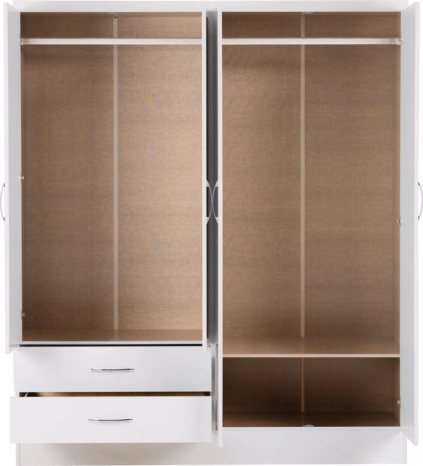 Seconique Nevada White High Gloss 4 Door 2 Drawer Mirrored Wardrobe – 3