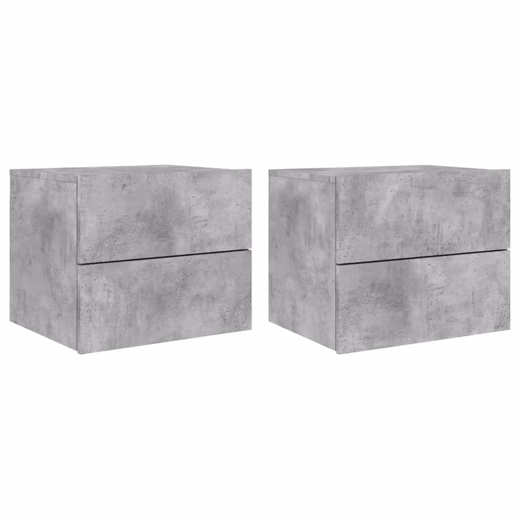 Berkfield Home Wall-mounted Bedside Cabinets with Integrated LED Lights, Set of 2, Concrete Grey – 2
