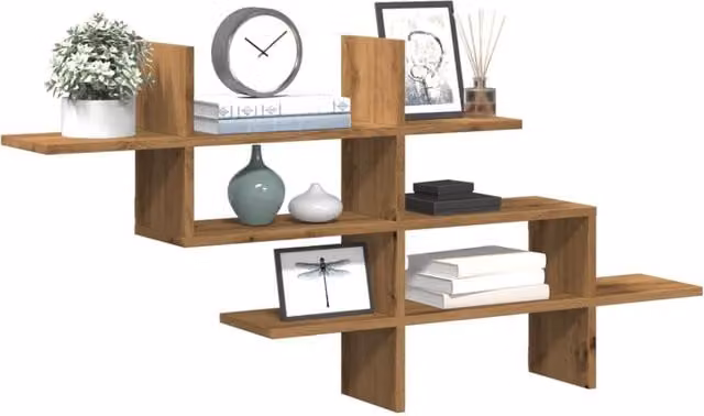 Berkfield Home Artisan Oak Wall Shelf, Brown, W: 124.5 cm, D: 18 cm, H: 60.5 cm – 1