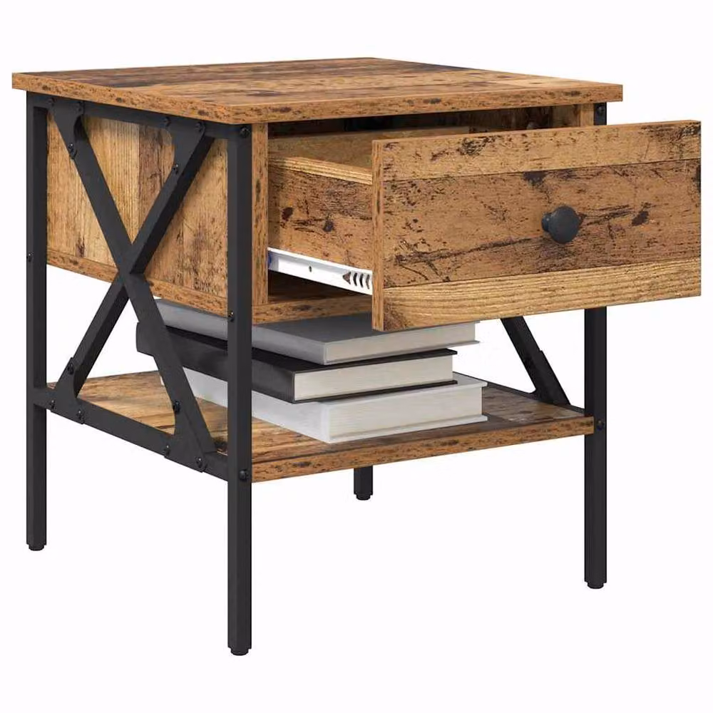 Berkfield Home Bedside Table in Brown Old Wood, W/D/H: 40 x 42 x 45 cm – 3