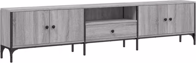 Berkfield Home Modern Grey Sonoma TV Cabinet with Drawer, W: 200 cm, D: 44 cm, H: 44 cm