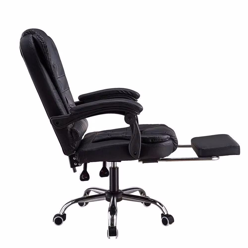 FORGEVIO Black Faux Leather Executive Office Chair with Headrest and Armrests – 2