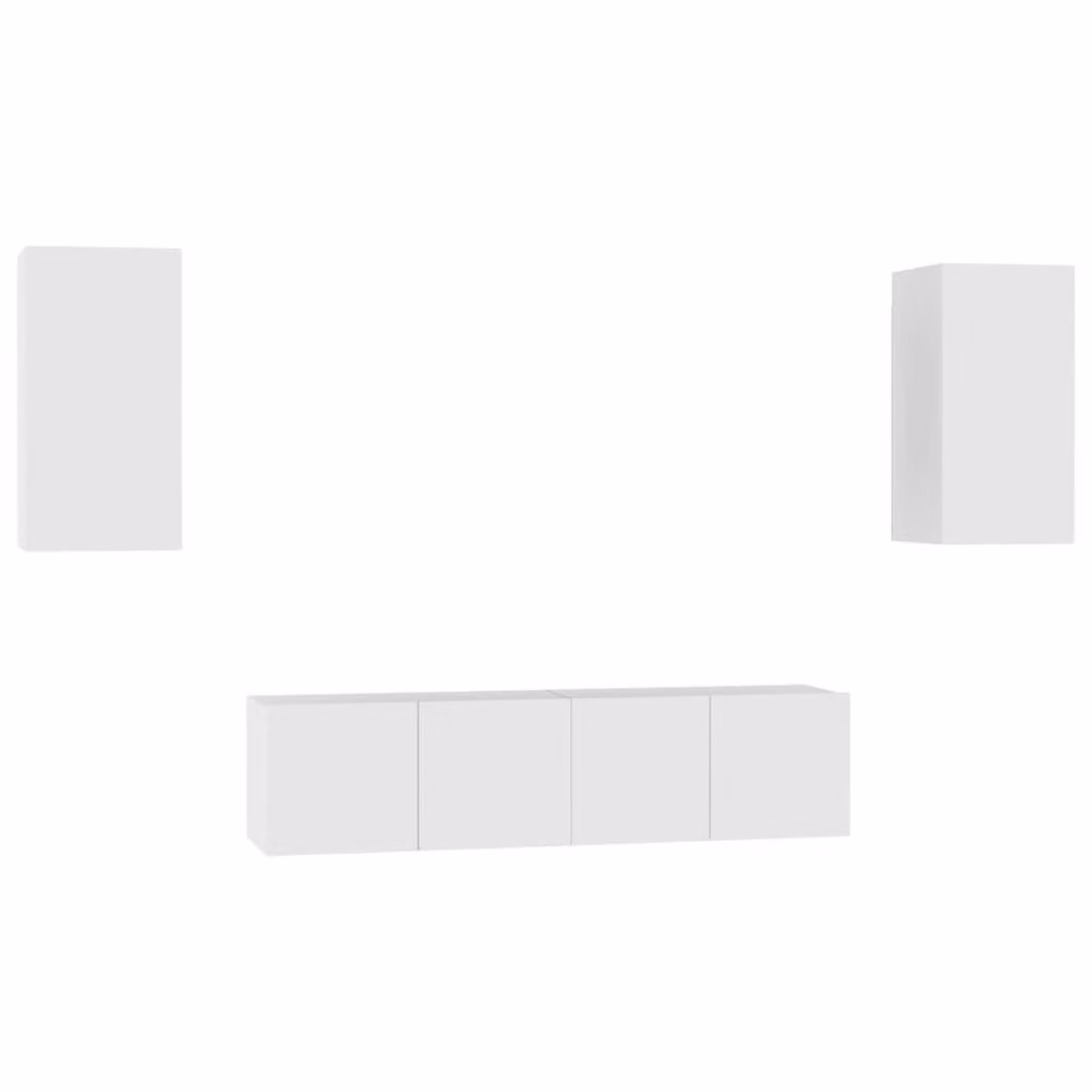 Berkfield Home 4 Piece White Matt MDF TV Cabinet and Lowboard Set – 2