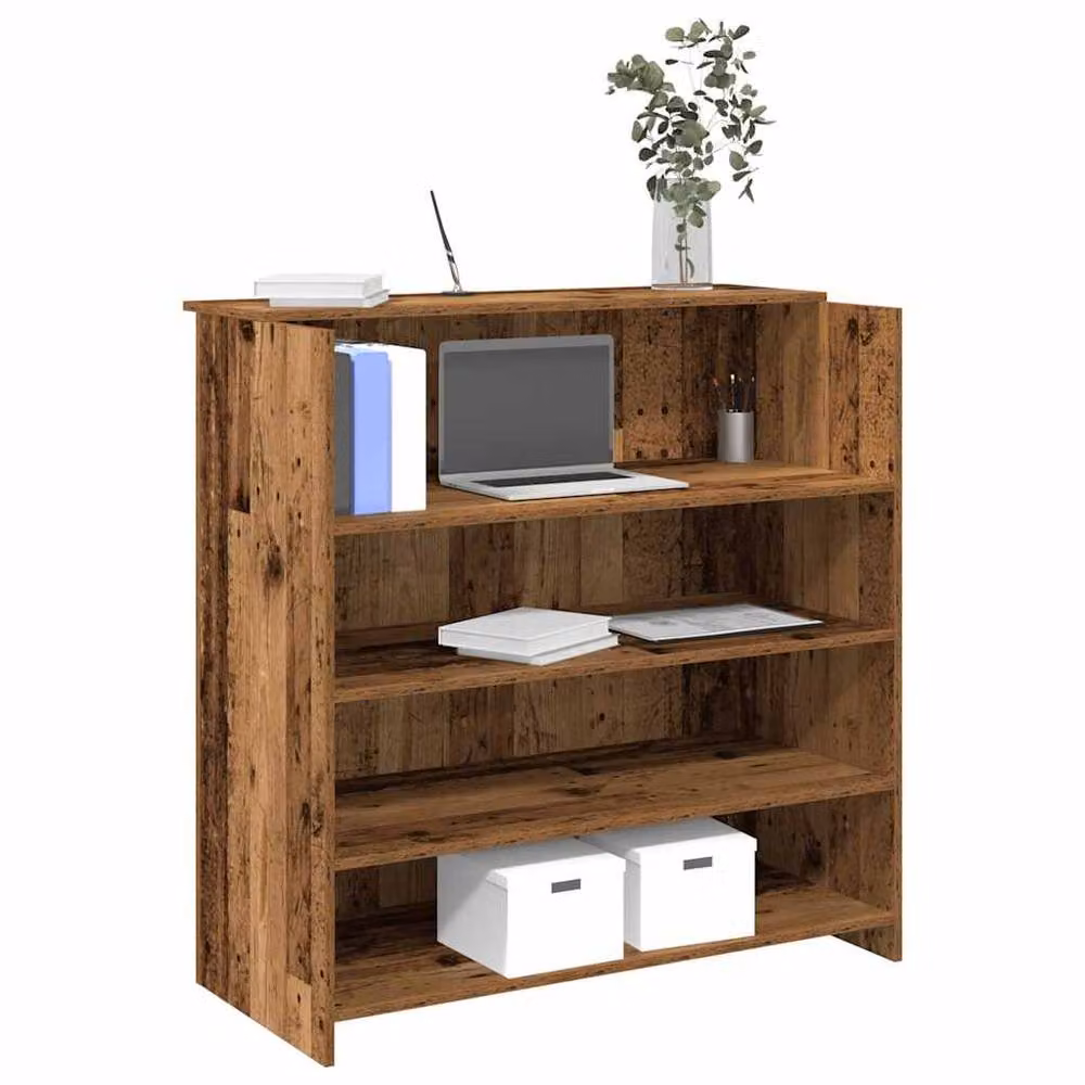Berkfield Home Old Wood Reception Desk in Brown Engineered Wood W/D/H: 100 x 50 x 103.5 cm – 2
