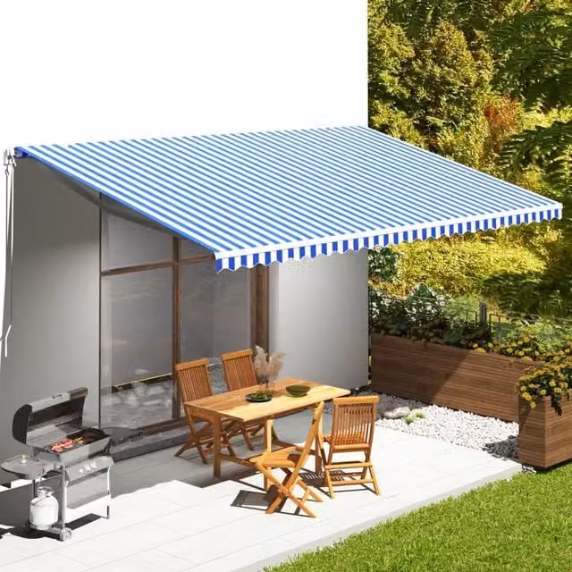 Berkfield Home Replacement Awning Fabric in Blue and White, W/D/H: 6 x 3.5 m – 1