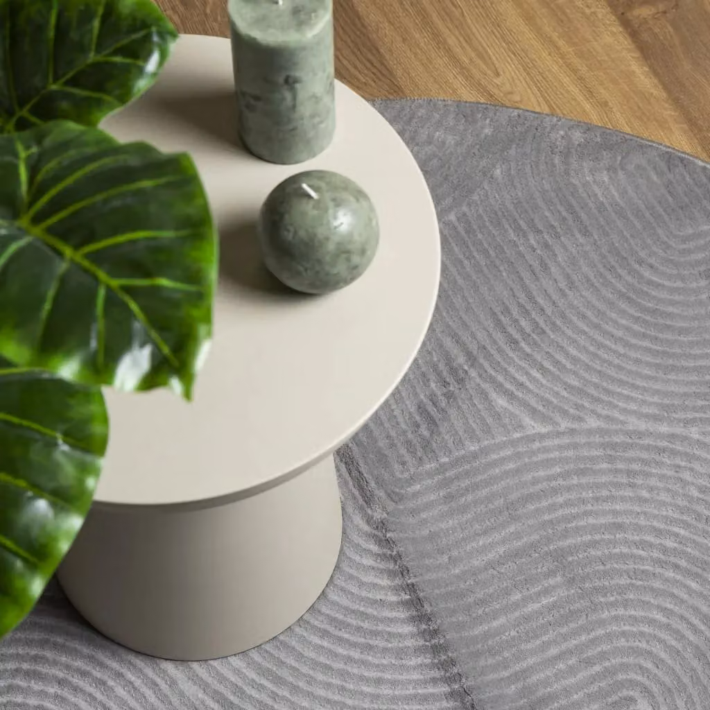 Berkfield Home IZA Round Short Pile Scandinavian Style Grey Rug, Diameter: 120 cm – 3