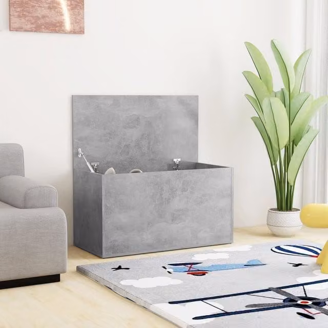 Berkfield Home Modern Storage Chest in Concrete Grey, W/D/H: 84 x 42 x 46 cm