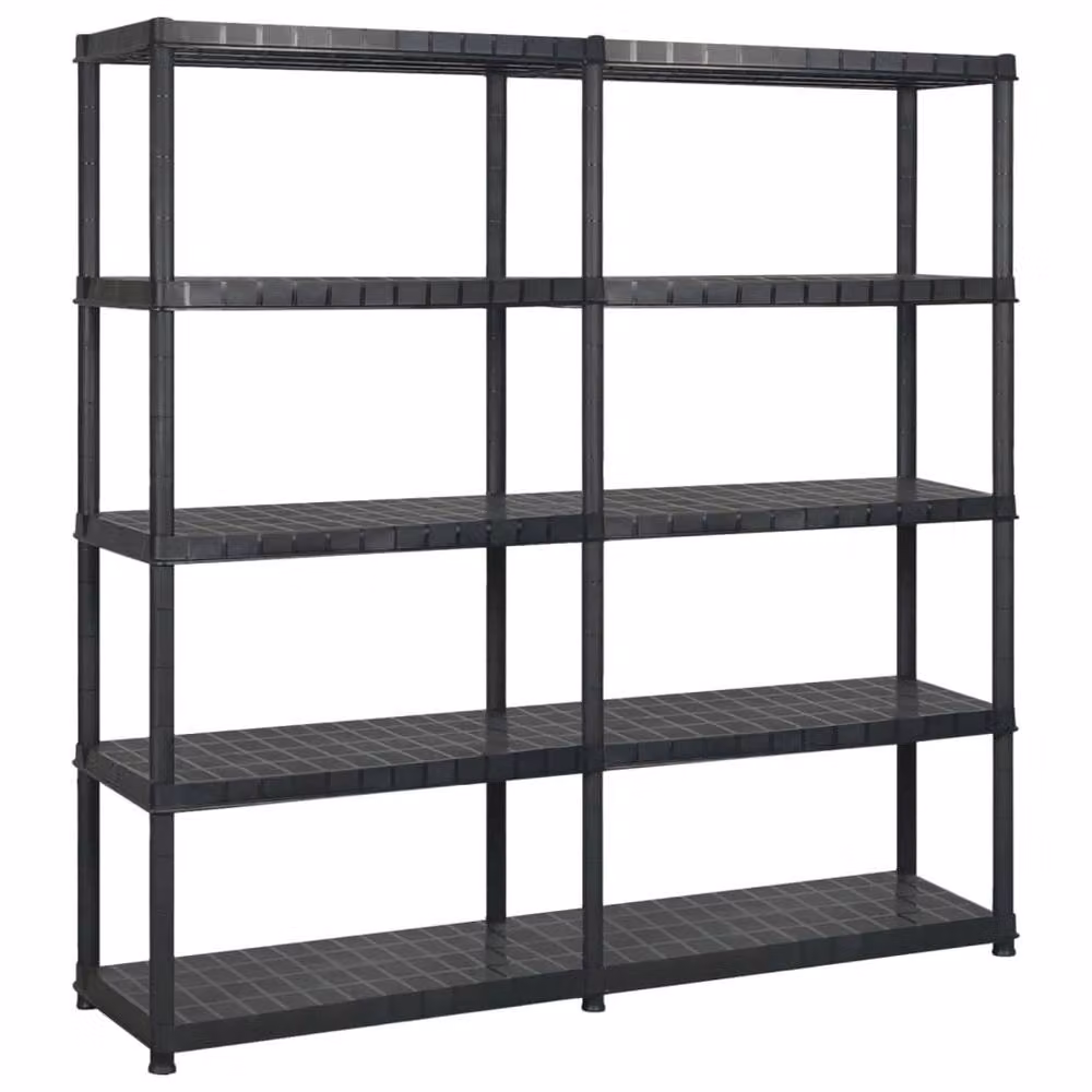 Berkfield Home 5-Tier Freestanding Plastic Storage Shelf, Black, W/D/H: 170 x 40 x 185 cm – 2