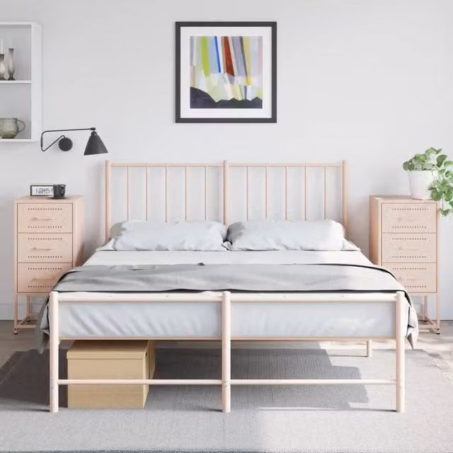 Berkfield Home Set of 2 Pink Metal Bedside Cabinets, W/D/H: 36 x 39 x 78 cm – 1