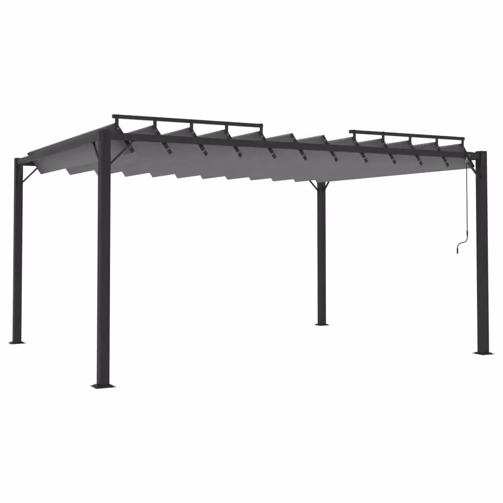 Berkfield Home Gazebo with Louvered Roof in Black Aluminium and Anthracite Fabric, W: 400 cm, D: 300 cm – 2