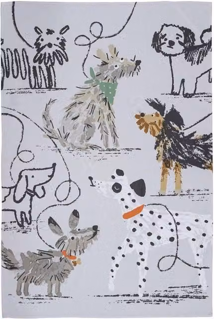 Ulster Weavers Brush Paint Art Dogs Cotton Tea Towel in Grey, W: 74 cm, H: 48 cm – 1