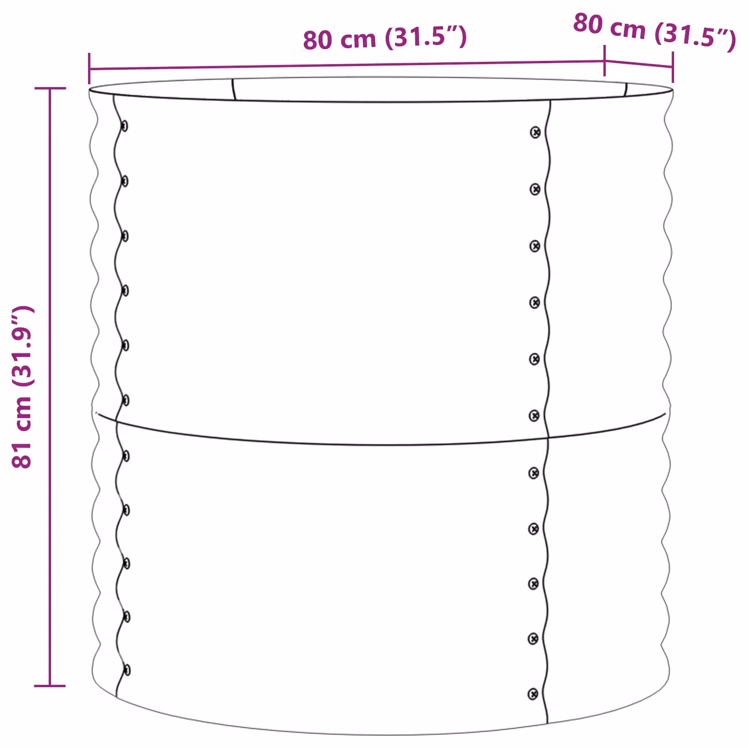 Berkfield Home Garden Brown Galvanised Steel Raised Bed W/D/H: 80 x 80 x 81 cm – 5