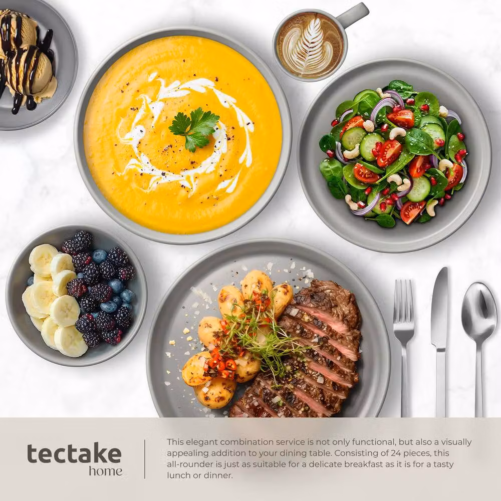 tectake Kitchen Starter Set Una/Parma in Multicolour and Black with Non-Stick Stoneware, Glass and Silicone – 4