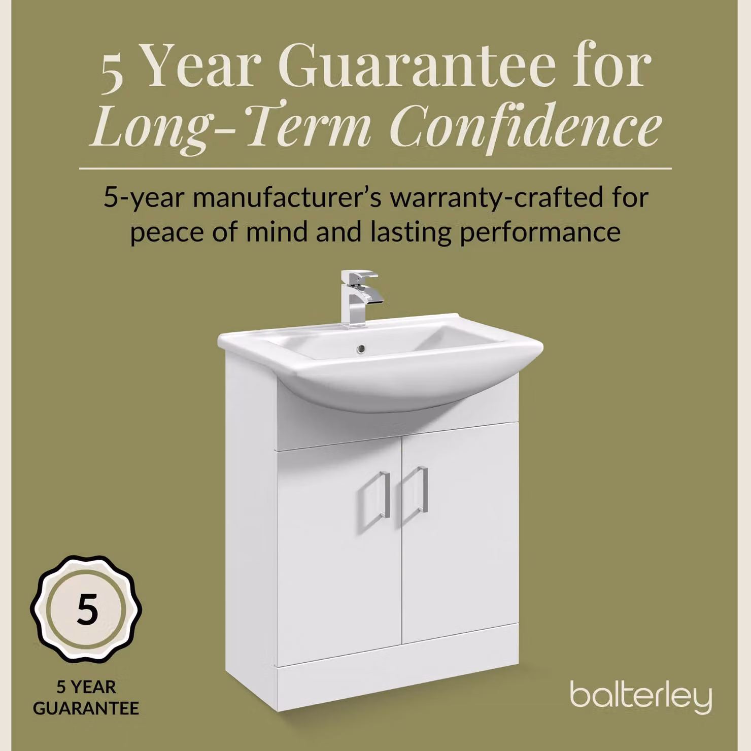 Balterley Gloss White 2 Door Freestanding Floor Standing Vanity Basin Unit with Square Basin – 3