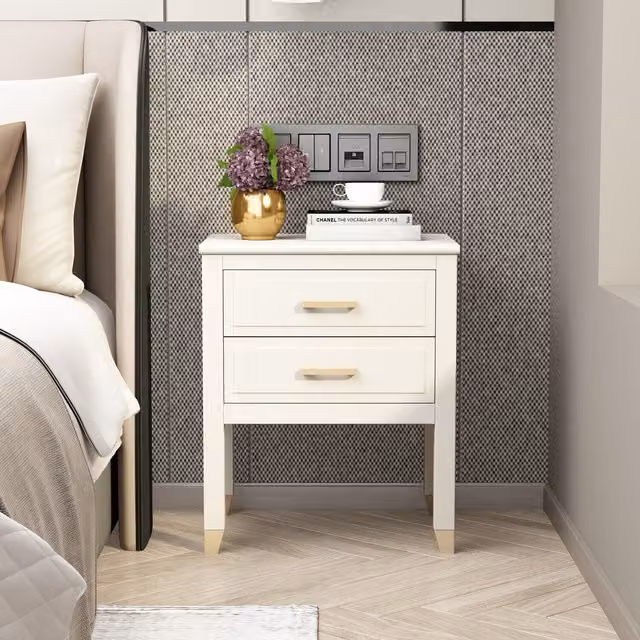 Cabinet Bits Modern White Matt Metal Bedside Table