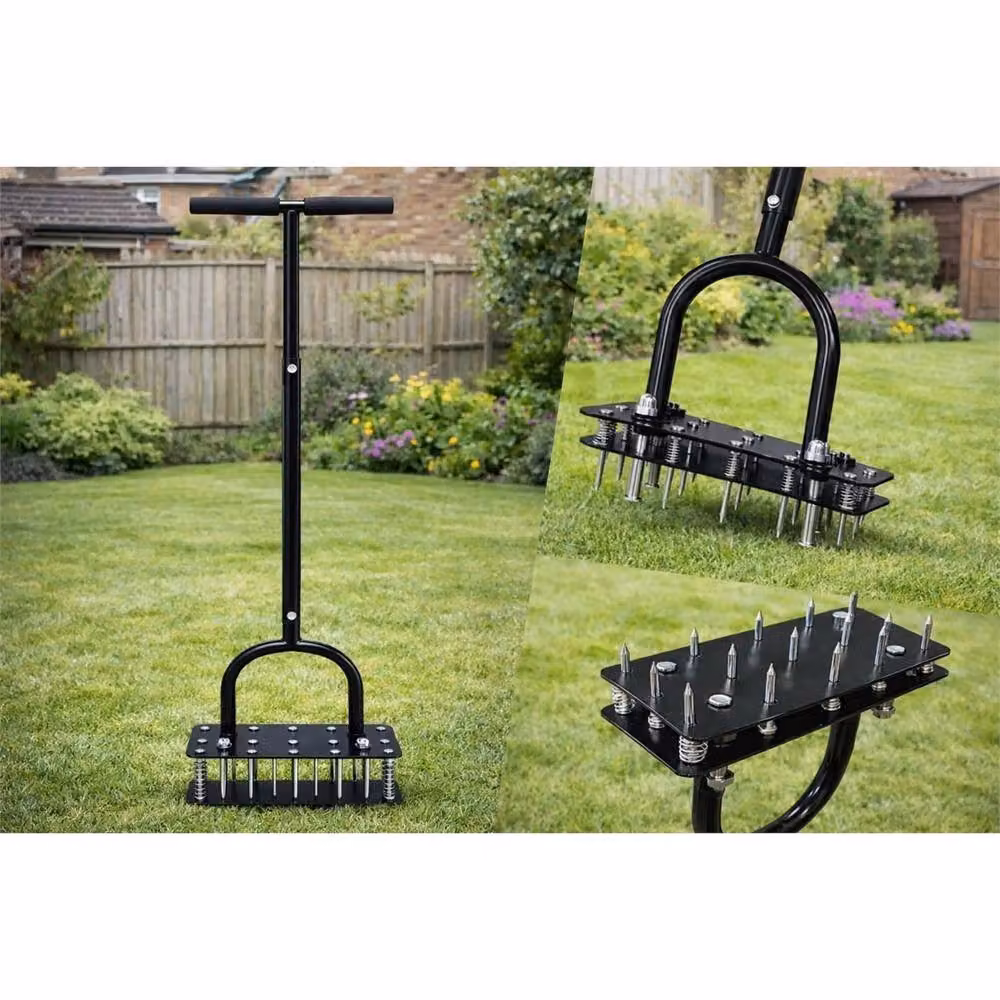 SPETLEK 15 Spike Manual Rolling Lawn Aerator Tool in Black – 3
