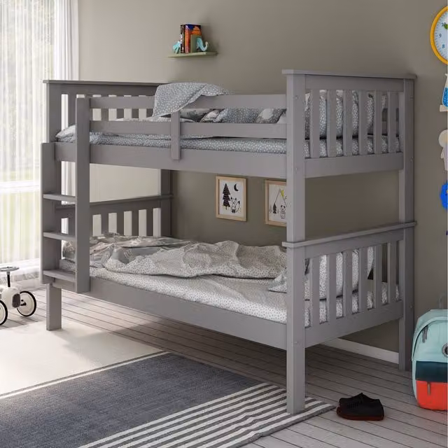 Bedmaster Carra Grey Solid Wood Single Bunk Bed