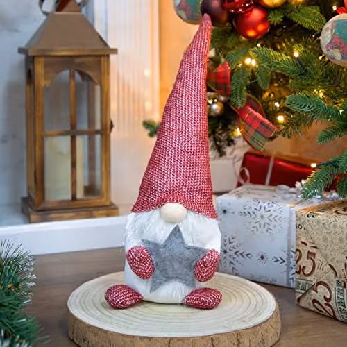 The Christmas Workshop Felt Gnome Ornament in White, Red and Grey – 4