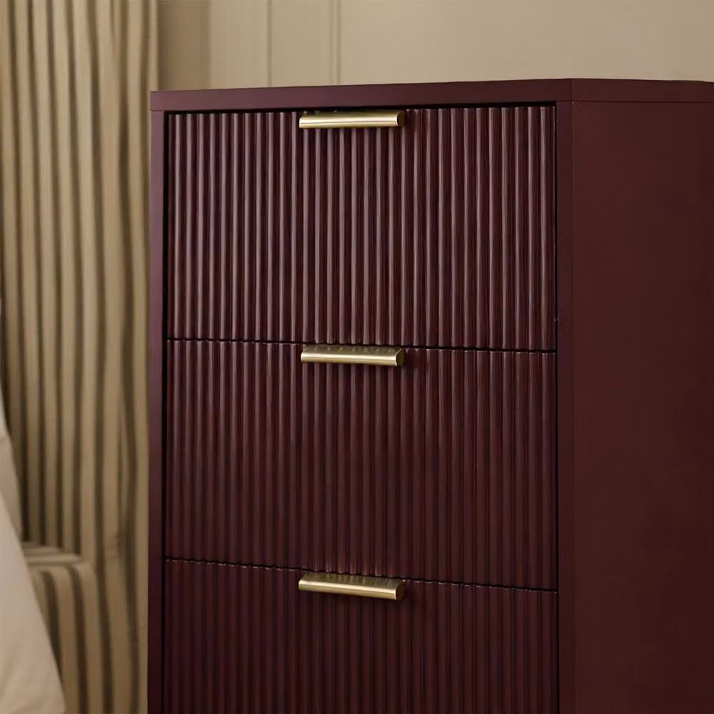 OHS Ribbed 4-Drawer Engineered Wood Storage Cabinet in Dark Red – 2