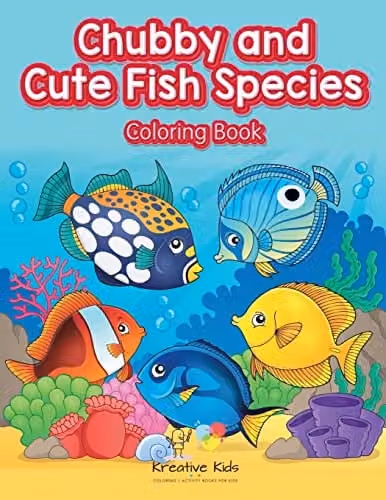Kreative Kids Chubby and Cute Fish Species Colouring Book for Children, Multicolour