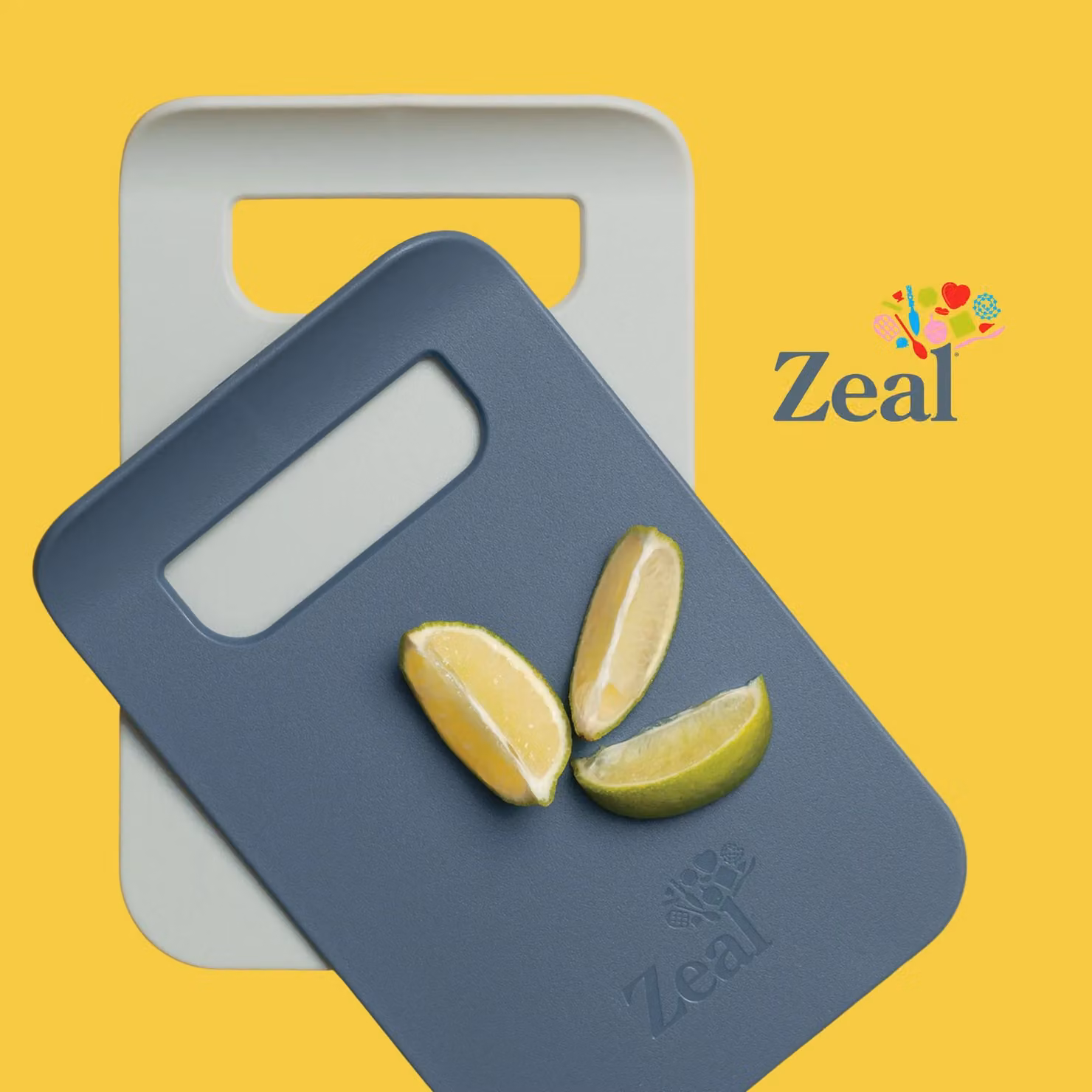 Zeal Slim Straight to Pan Small Rectangular Plastic Chopping Board with Handle in Blue – 4