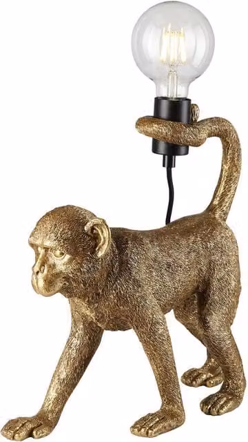 Netlighting Capuchin Table Lamp in Gold and Black with Transparent Glass Sphere, H: 39.5 cm, W: 37.5 cm, D: 13.5 cm