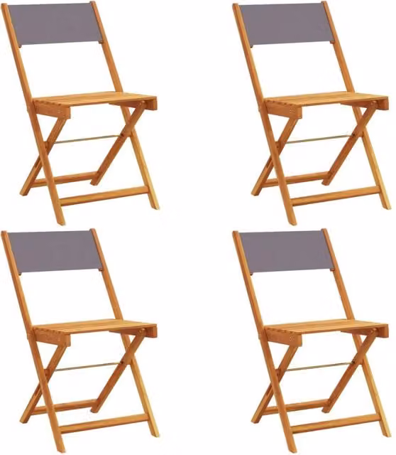 Berkfield Home Set of 4 Folding Garden Chairs in Anthracite Fabric and Acacia Wood – 1