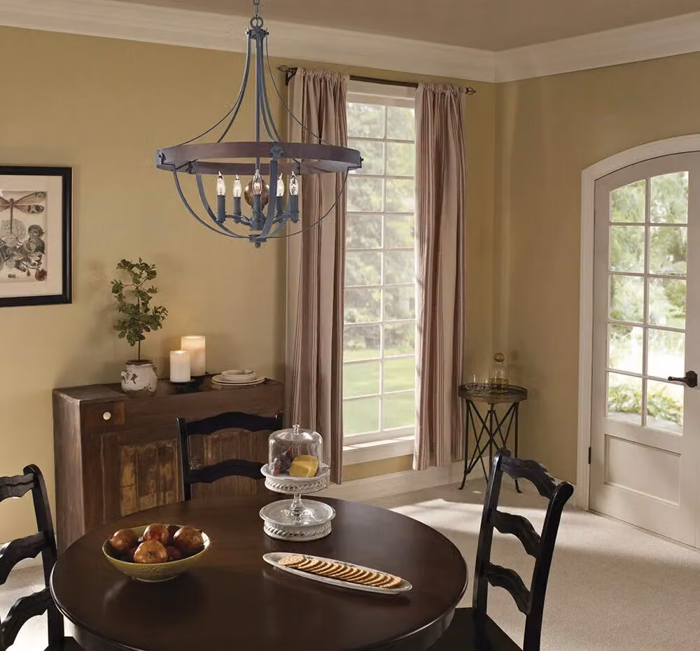 Loops 5 Bulb Ring Chandelier Pendant Light in Black Metal with E14 60W LED Compatibility – 2