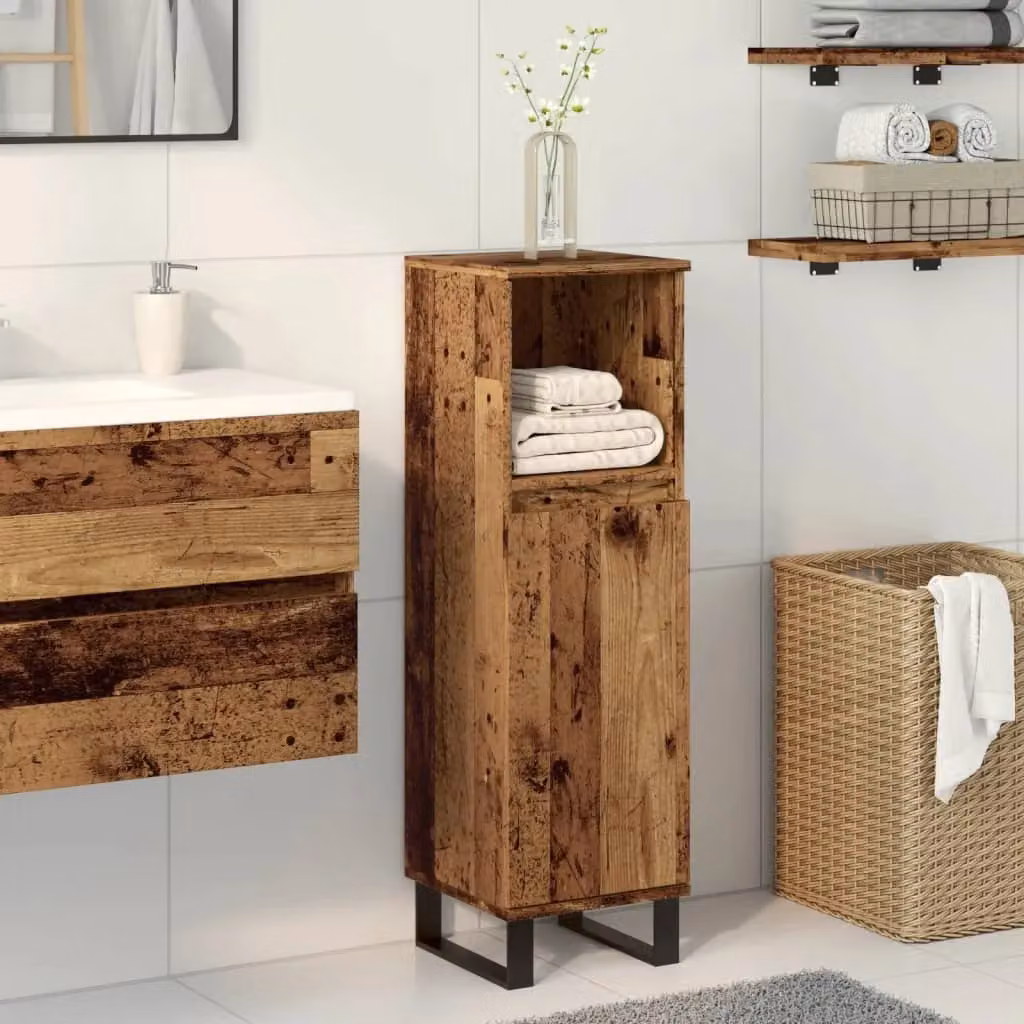 Berkfield Home Industrial Bathroom Cabinet in Brown Old Wood, W/D/H: 30 x 30 x 100 cm – 3