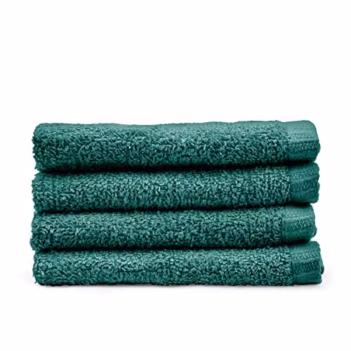 Catherine Lansfield Quick Dry Cotton Terry Face Cloths, 4 Pack, Green – 3