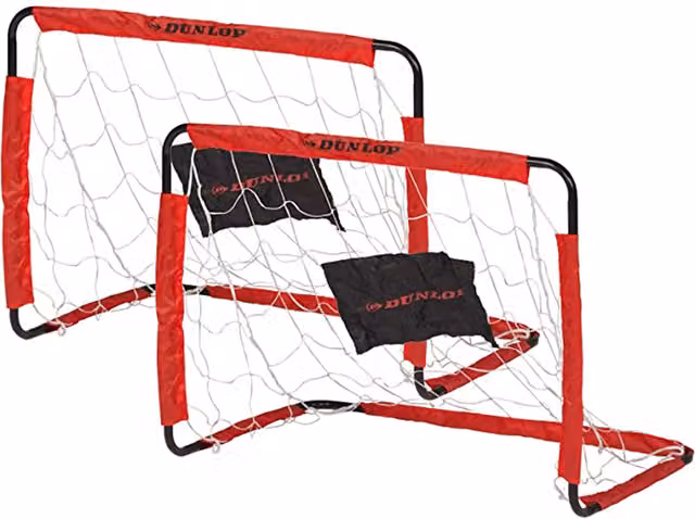 Dunlop Set of 2 Metal Football Goals for Kids in Black and Red