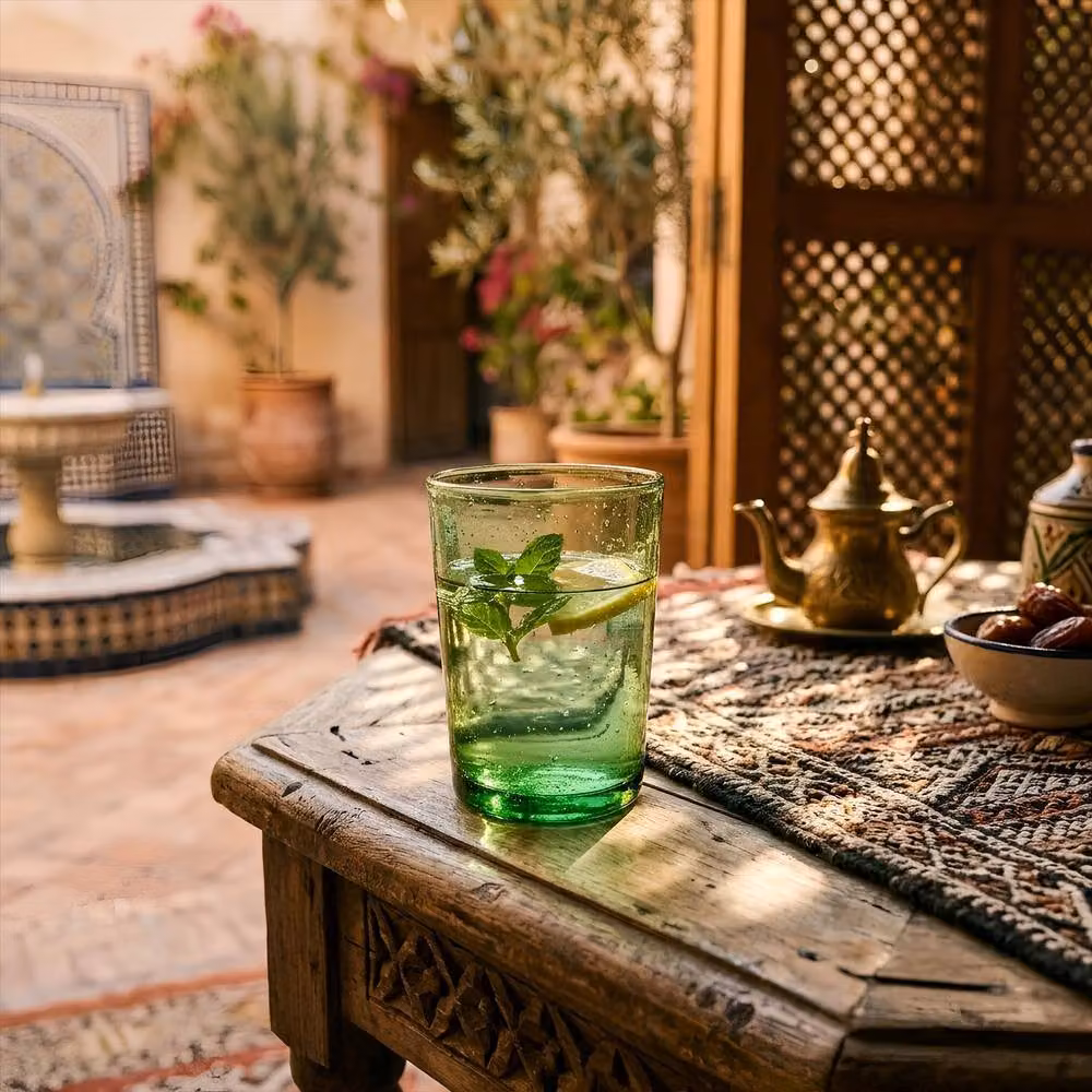 Nicola Spring Meknes Hand-Blown Green Glass Tumblers, Set of 6, 215ml – 4