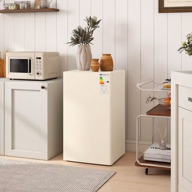 HOMCOM 91L Freestanding Under Counter Fridge in Beige with Zero Degree Zone
